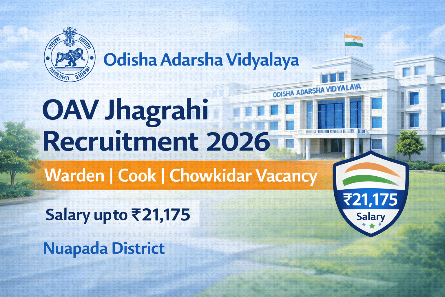 OAV Jhagrahi Nuapada Recruitment 2026 Warden Cook Chowkidar Vacancy