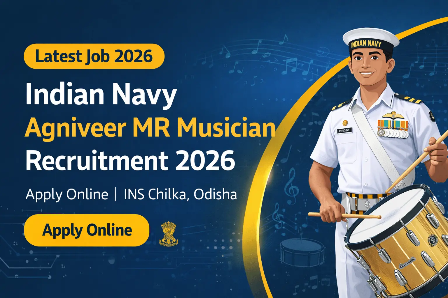 Indian Navy Agniveer MR Musician Recruitment 2026 Official Notification Apply Online 02/2026 Batch