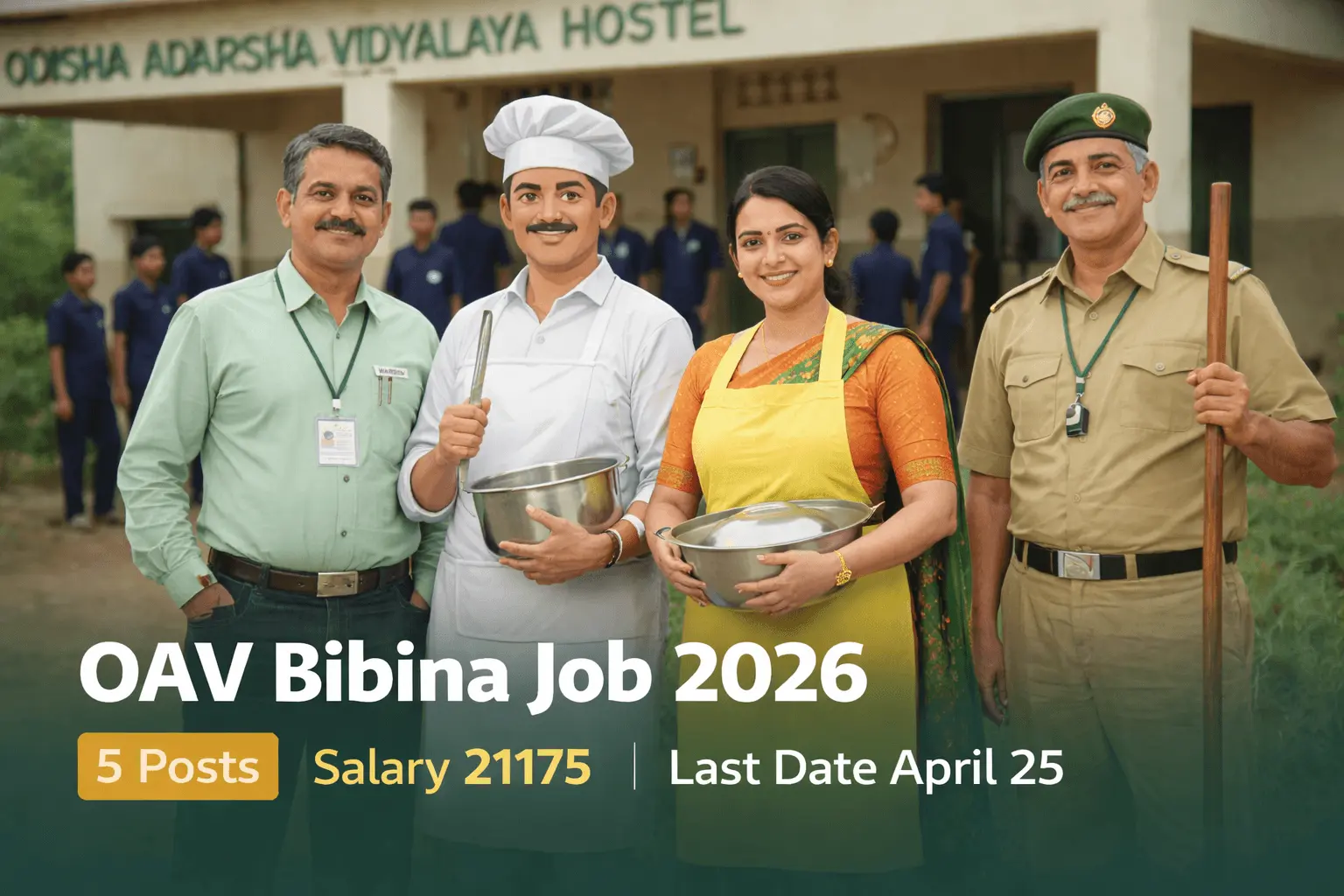 Odisha Adarsha Vidyalaya Bibina recruitment 2026 hostel staff posts