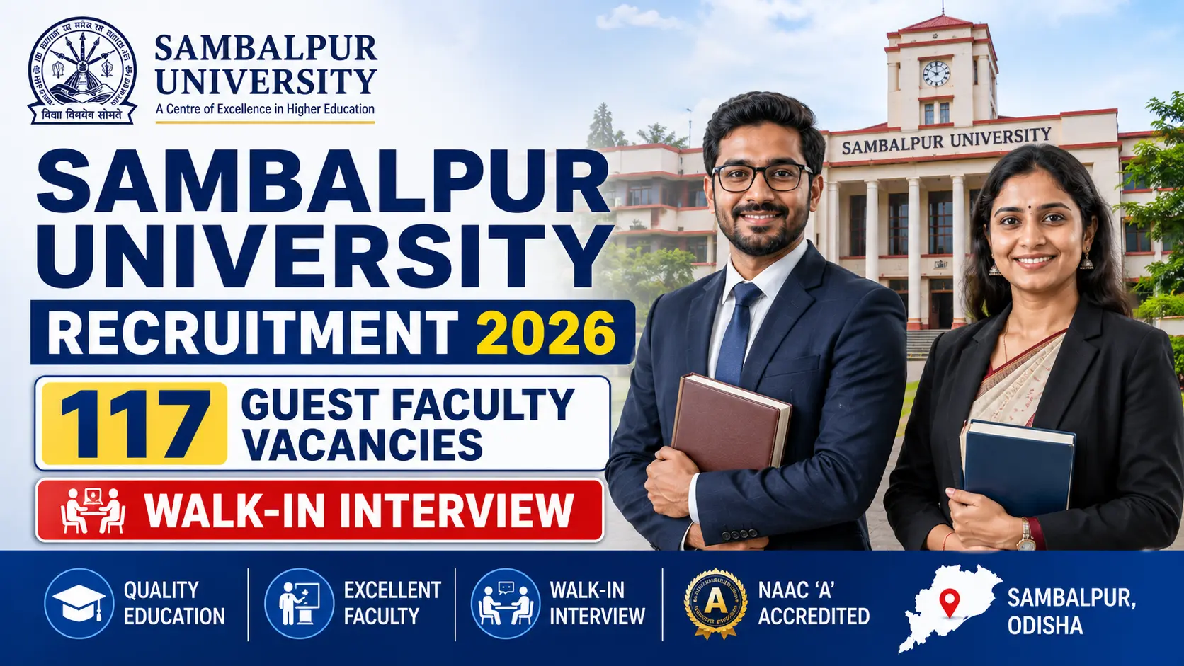 Sambalpur University Recruitment 2026 Guest Faculty Vacancy 117 Posts
