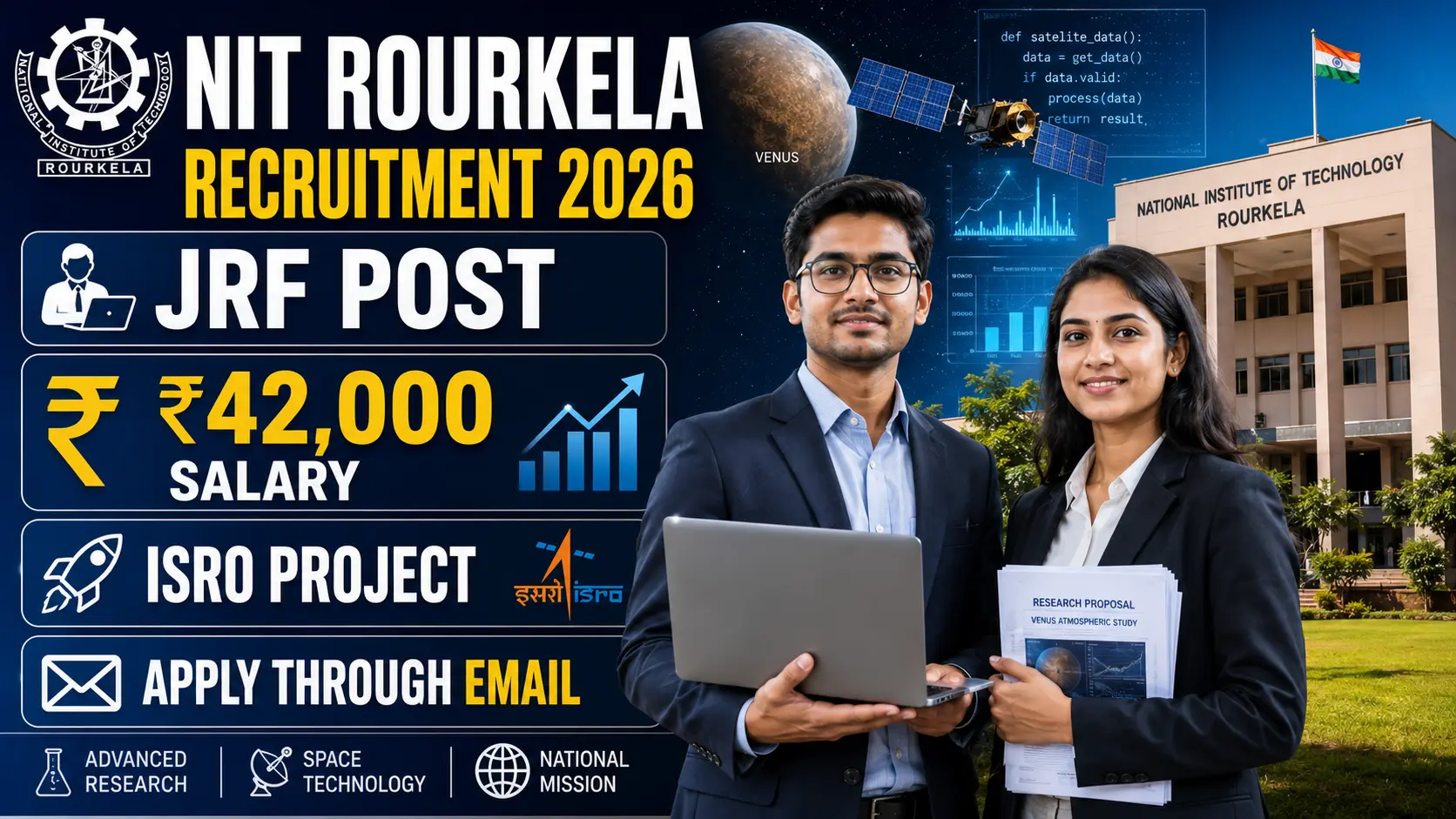NIT Rourkela Recruitment 2026 Notification for Junior Research Fellow JRF Post under ISRO Funded Project with Salary up to ₹42000