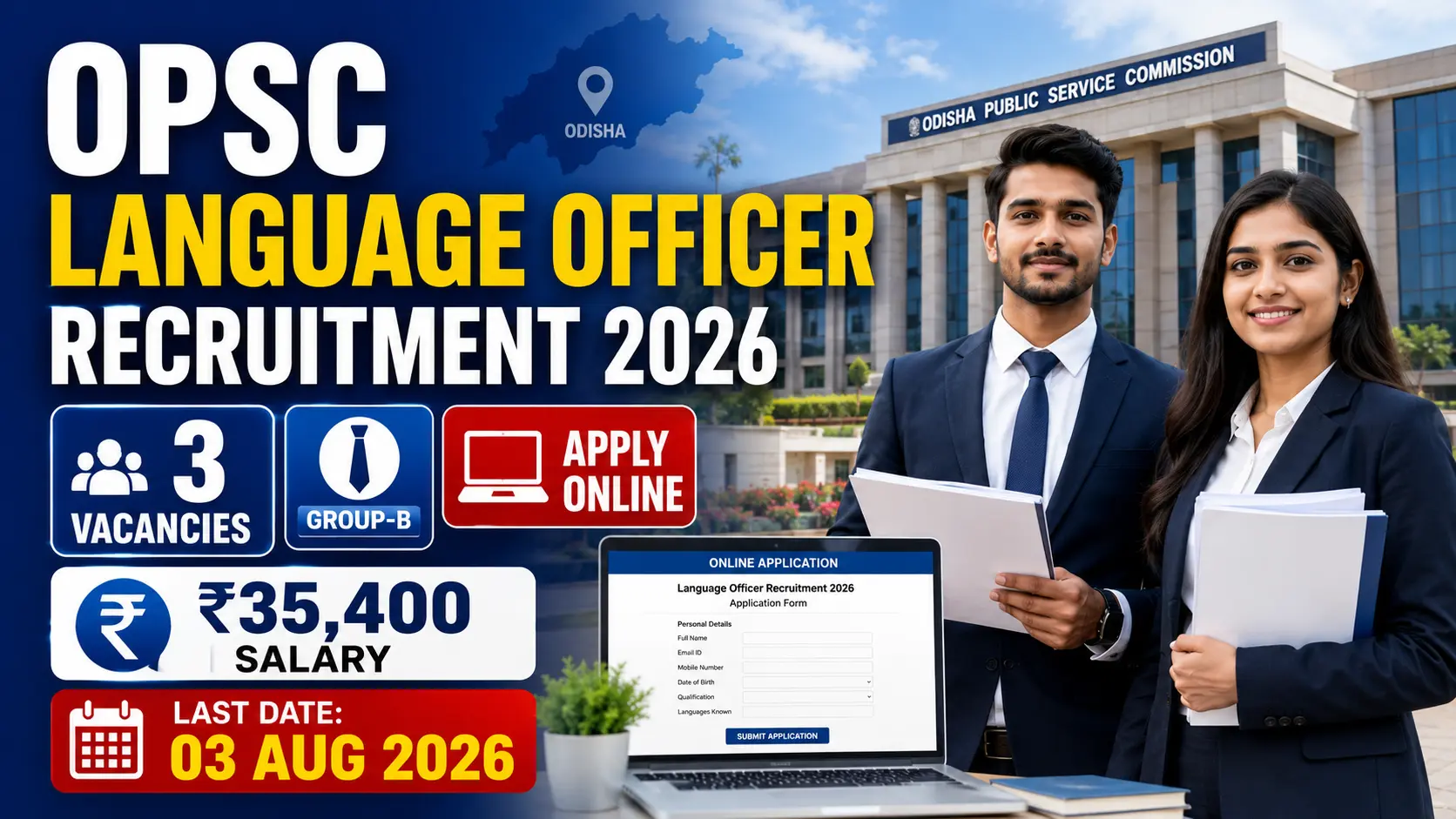 OPSC Language Officer Recruitment 2026 Notification for 3 Group-B Vacancies under Law Department