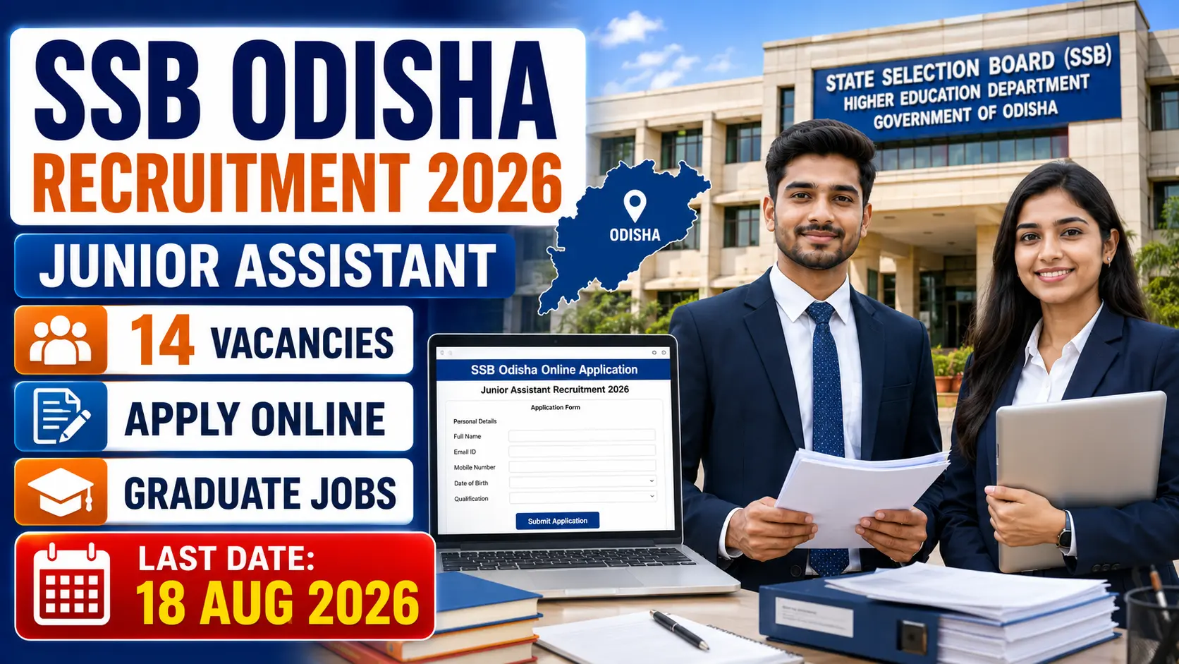 SSB Odisha Junior Assistant Recruitment 2026 Notification for 14 CHSE Odisha Posts Apply Online
