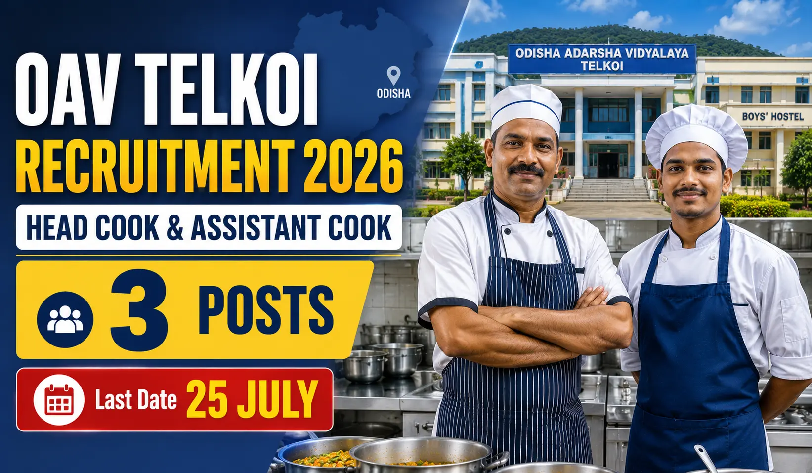 OAV Telkoi Recruitment 2026 for Head Cook and Assistant Cook posts